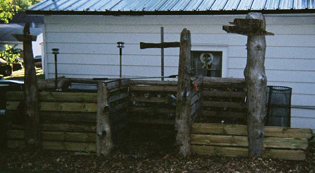 Pallet Compost bins dressed up with Driftwood